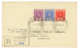GILBERT : 1938 1d+ 1 1/2d+ 2 1/2d On REGISTERED Envelope From BUTARITARI To AUSTRALIA. Vvf. - Otros & Sin Clasificación