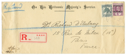 GILBERT & ELLICE : 1911 2d+ 6d On REGISTERED Envelope To FRANCE. RARE. Vf. - Other & Unclassified