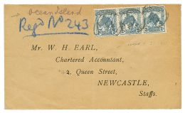 GILBERT & ELLICE : 1911 2d(x3) Canc. LONDON (scarce) On REGISTERED Envelope From OCEAN ISLAND To NEWCASTLE(ENGLAND). - Otros & Sin Clasificación
