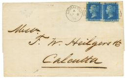 GIBRALTAR : 1874 GB 2d(x2) Canc. A26 + GIBRALTAR On Cover To CALCUTTA INDIA. Very Rare Destination.Verso, MALTA + SEA PO - Gibraltar