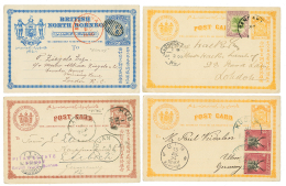 NORTH BORNEO : 1890/1903 Superb Lot Of 4 Postal Stationery To ENGLAND Or GERMANY. Rare Origin 'PITAS, SEGALIND ...). Vvf - Autres & Non Classés