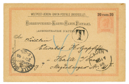 ADEN : 1898 AUSTRIAN LEVANT P./Stat 20p Datelined "ADEN" + Tax Marking To GERMANY. Scarce. Superb. - Other & Unclassified