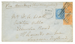 1880 INDIA 1/2a + 2a(x2) Canc. B-22 + ADEN On Envelope Via BRINDISI To ENGLAND. Vf. - Autres & Non Classés