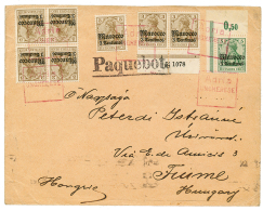 MOROCCO : 1913 3pf(7) + 5pf Canc. Boxed ADRIA UNGHERESE In Red + PAQUEBOT On Envelope To FIUME(HUNGARY). Verso, NEMOURS - Otros & Sin Clasificación