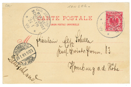 MOROCCO -MARITIME : 1899 GERMANY 10pf Canc. SCHIFFSPOST N°19 On Card From TANGER To HAMBURG. Vf. - Otros & Sin Clasificación