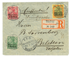 1901 5c+ 10c+ 30c Canc. FES On REGISTERED Envelope To GERMANY. Superb. - Otros & Sin Clasificación