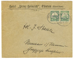 1902 KIAUTSCHOU 5pf(x2) Canc. SEEPOST SHANGHAI-TIENTSIN On Envelope (HOTEL TSINTAU) To GERMANY. Vvf. - Otros & Sin Clasificación
