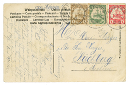 "SYFANG" : 1908 1c+ 2c+4c Canc. SYFANG + VIA SIBERIA On Card To GERMANY. Vf 3 Color Franking. - Otros & Sin Clasificación