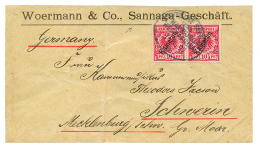 CAMEROONS - MARITIME : 1897 10pf(x2) Canc. DEUTSCHE SEEPOST LINIE HAMBURG WESTAFRIKA VI On Envelope From SANNAGA To SCHW - Otros & Sin Clasificación