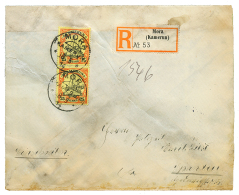"MORA" 1914 25pf(x2) Canc. MORA On REGISTERED Envelope(water Stains) To GERMANY. Very Rare Post Office(ARGE = 1200€ - Otros & Sin Clasificación
