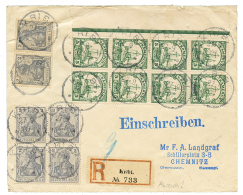 "KRIBI" : 1907 Mixt GERMANY 2pf(x6) + KAMERUN 5pf Block Of 8 Canc. KRIBI On REGISTERED Envelope To GERMANY. Scarce. Vf. - Otros & Sin Clasificación