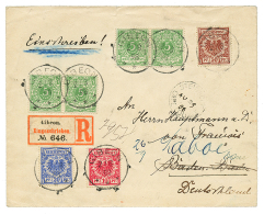 DSWA - VORLAUFER : 1898 5pf(v46c)x4 + 10pf(v47d)+ 20pf(v48d)+ 50pf(v50d) Canc. GIBEON On REGISTERED Envelope To GERMANY. - Autres & Non Classés