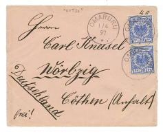 "OUTJO Precursor" : 1897 VORLAUFER 20pf(x2) Canc. OMARURU On Envelope From OUTJO To GERMANY. The Post Office Of OUTJO Wa - Autres & Non Classés