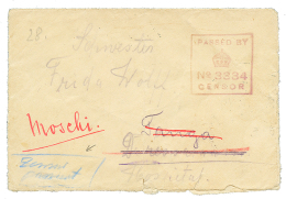 GERMAN EAST AFRICA : 1917 "ZENSUR PASSIERT" In Blue + PASSED BY CENSOR N°3334 On Envelope To TANGA Redirected To MOS - Autres & Non Classés