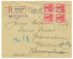 "Steamer WINDHUK" : 1908 GERMANIA 10pf(x4) Canc. SEEPOST OSTAFRIKA. HAUPTLINIE On REGISTERED Envelope To BERLIN. Scarce. - Autres & Non Classés