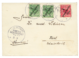 EAST AFRICA : 1899 3p On 5pf(x2) + 5p On 10pf Canc. MARINE SCHIFFSPOST N°17 On Cover To KIEL. Vf. - Autres & Non Classés