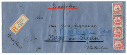 "MKUMBARA" : 1909 7 1/2h(x4) Canc. MKUMBARA On REGISTERED Envelope(crease In The Mittle) To GERMANY. Rare Commercial Mai - Autres & Non Classés