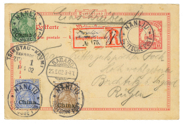 "NANLIU" : 1902 KIAUTSCHOU 10pf POSTAL STATIONERY + CHINA 3pf+ 5pf+ 20pf(small Fault) + TSINGTAU-KAUMI ZUG 1, Sent REGIS - Autres & Non Classés