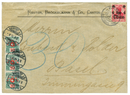 1914 CHINA 4c Canc. KANTON On Envelope To SWITZERLAND Taxed With 10c(x3) POSTAGE DUE. Superb. - Autres & Non Classés