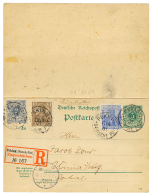 PETCHILI : 1901 GERMANY Postal Stationery 5pf (+ Reply Unused) + 2pf(PVz)+ 20pf(PVd) + CHINA 3pf Canc. PEKING, Sent REGI - Autres & Non Classés