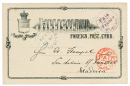 HELIGOLAND To MADEIRA : 1879 POSTAL STATIONERY + PAID FRANCO HELIGOLAND In Violet + Transit LONDON To FUNCHAL, MADEIRA. - Otros & Sin Clasificación