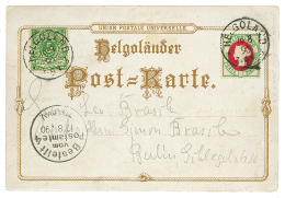 HELIGOLAND : 1890 MIXT GERMANY 5pf + HELIGOLAND 10pf Canc. HELIGOLAND On Card(GRUSS AUS HELIGOLAND) To GERMANY. Scarce. - Altri & Non Classificati