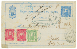 1896 P./Stat 15c + 5c+ 10c(x2) Canc. MATADI, Sent REGISTERED To BELGIUM. Vf. - Other & Unclassified