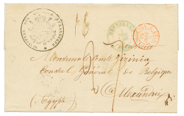 "BELGIQUE Pour L' EGYPTE" : 1850 BRUXELLES + "27" Tax Marking On Entire Letter To ALEXANDRIE (EGYPTE). Vvf. - Autres & Non Classés
