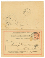 BEIRUT - MOBIL BOX : 1894 P./Stat 20p(+ Reply Unused) Canc. BEIRUT + Very Rare Cachet MB (small Type) To LARNACA CYPRUS. - Autres & Non Classés