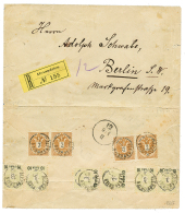 1887 10p On 3s(x6) Fault On 2 Stamps + 2 SOLDI(x4) Canc. ALEXANDRIEN On Reverse Of REGISTERED Envelope To BERLIN. Very S - Altri & Non Classificati