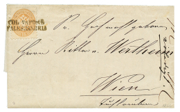 1866 15 SOLDI Canc. COL. VAPORE D'ALESSANDRIA On Entire Letter To WIEN. RARE. Vvf. - Autres & Non Classés