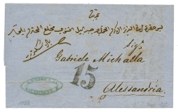 1864 "15" Tax Marking(special Type) On Entire Letter From TRIESTE To ALESSANDRIA(EGYPT). Superb. - Other & Unclassified