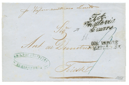 1855 COL. VAPORE D'ALESSANDRIA + T.A /TRIESTE VIA / DI MARE On Cover To TRIESTE. RARE. Vvf. - Autres & Non Classés