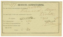 1875 Very Rare Cachet ALEXANDRIA On Receipt Of REGISTERED Letter. Superb. - Autres & Non Classés