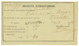 1875 Very Rare Cachet ALEXANDRIA On Receipt Of REGISTERED Letter. Superb. - Altri & Non Classificati