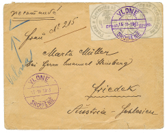 ALBANIA : 1913PROVISIONAL 1g(x2) Canc. VLONE On REGISTERED Envelope To AUSTRIA. Scarce. Vf. - Albania