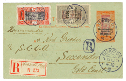 TOGO : 1918 Occ. FRANCO-Anglaise Entier 10c+ 15c+ 20c Obl. SOKODE En RECOMANDE Pour SECONDEE(GOLD COAST). RARE. Superbe. - Other & Unclassified