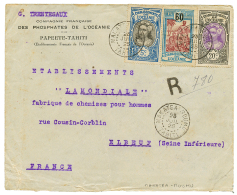 1925 5c+ 20c+ 60 S/ 75c Obl. MAKATEA-MOUMU TAHITI Sur Enveloppe RECOMMANDEE Pour La FRANCE. TTB. - Autres & Non Classés