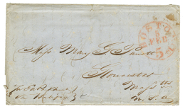 ST PIERRE ET MIQUELON : 1851 BOSTON 5cts Sur Lettre Avec Texte Daté ST PETERS(ST PIERRE) Via HALIFAX Pour GLOUCES - Autres & Non Classés