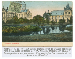 NOUVELLE HEBRIDES : 1907 Timbre F.M 15c Obl. PORT-VILA Sur CARTE Pour La FRANCE. RARE. TB. - Autres & Non Classés