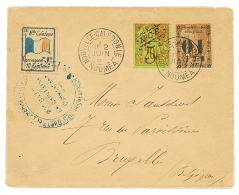 NOUVELLE CALEDONIE : 5 S/ 20c + 10 S/ 30c Obl. NOUMEA + Rare Vignette "AUX DRAPEAUX" Obl. Cachet Militaire Sur Lettre Po - Altri & Non Classificati