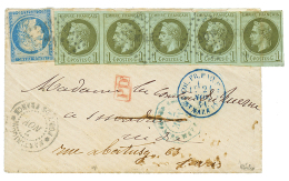 MARTINIQUE : 1871 CG 20c CERES + Bande De 5 Du 1c LAURE (1 Ex. Avec Pli) Obl. MQE Sur Enveloppe Au Tarif Militaire De FO - Altri & Non Classificati