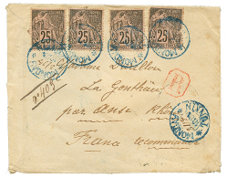 "MONCAY - CACHET PROVISOIRE" : 1889 COLONIE GENERALE 25c(x4) Un Ex. Pd Obl. Cachet Provisoire Ble MONCAY TONKIN Sur Enve - Otros & Sin Clasificación