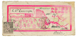 "Cachet Provisoire De 1887" : 1887 CG 25c Obl. Cachet Provisoire Rare TAT-KHE TONKIN 1888(7 Manuscrit) Sur Enveloppe De - Autres & Non Classés