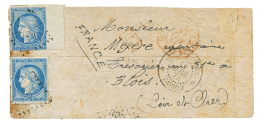 INDOCHINE : 1874 CG 25c(x2) Dont Un Ex. Avec BORD De FEUILLE Intégral Obl. CCH + COCHINCHINE SAIGON Sur Enveloppe - Altri & Non Classificati