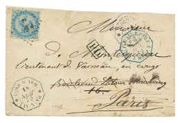 1872 20c AIGLE Obl. CCN2 + CORR. D'ARM. TAY-NINH Sur Enveloppe Pour PARIS. RARE. TTB. - Autres & Non Classés