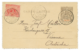 1909 Entier 15c Gris + 10c Obl. CAYENNE Pour L' AUTRICHE. TB. - Otros & Sin Clasificación