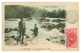 COTE D'IVOIRE : 1912 10c Obl. SERVICE DES LAGUNES Sur Carte Pour LA BELGIQUE. RARE. TTB. - Autres & Non Classés