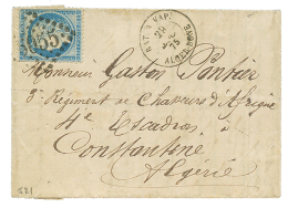 1875 25c(n°60) Obl. GC 5055 + BAT. A VAP. ALGER-BONE Sur Lettre Pour Un Militaire (Chasseurs D'AFRIQUE) à CON - Autres & Non Classés