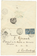 RHODES - MIXTE POSTE FRANCAISE Et POSTE RUSSE : 1908 LEVANT 1p(x2) Obl. RHODES TURQUIE D'ASIE Sur Enveloppe RECOMMANDEE - Other & Unclassified